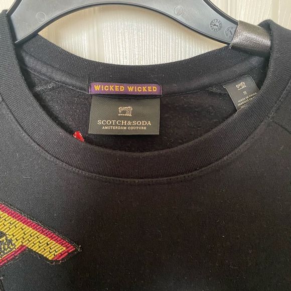 SCOTCH & SODA Wicked Wicked Black Patch Unisex Sweatshirt Size Small - Picture 2 of 4